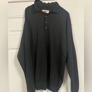 Tommy Bahama silk blend polo style black sweater, size L